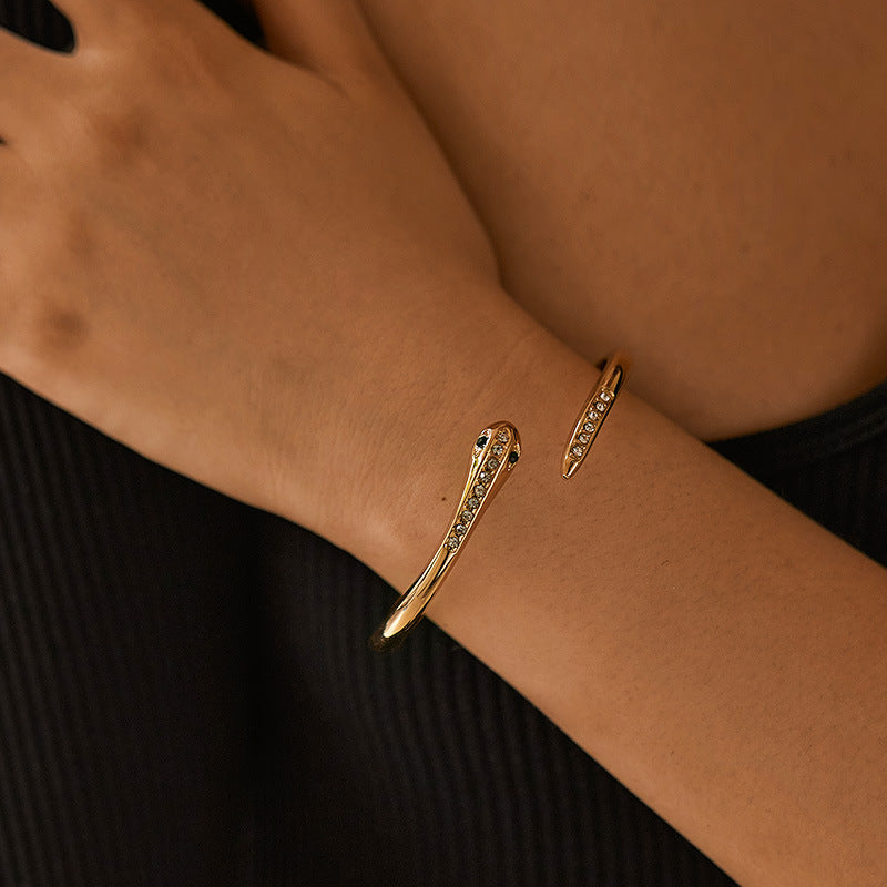 just-lil-things-Snake Bangle with Crystal Accents – Elegant Hinged Bracelets JLTPB0439
