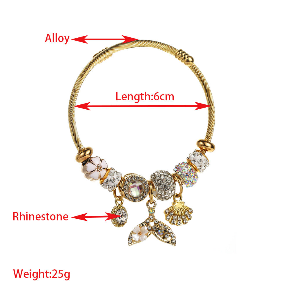 Just lil things Ocean Charm – Bangle with Sparkling Beads Bracelets-jltb0453
