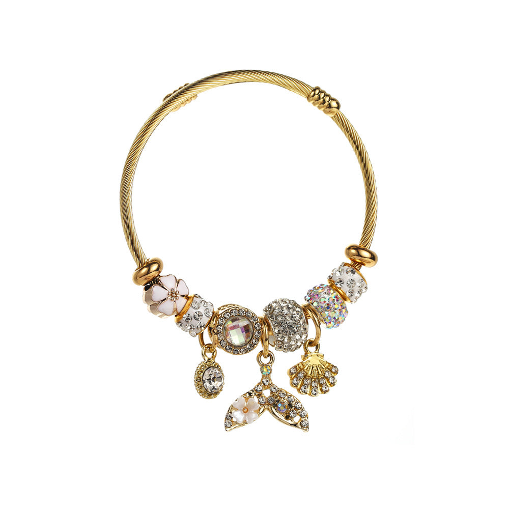 Just lil things Ocean Charm – Bangle with Sparkling Beads Bracelets-jltb0453