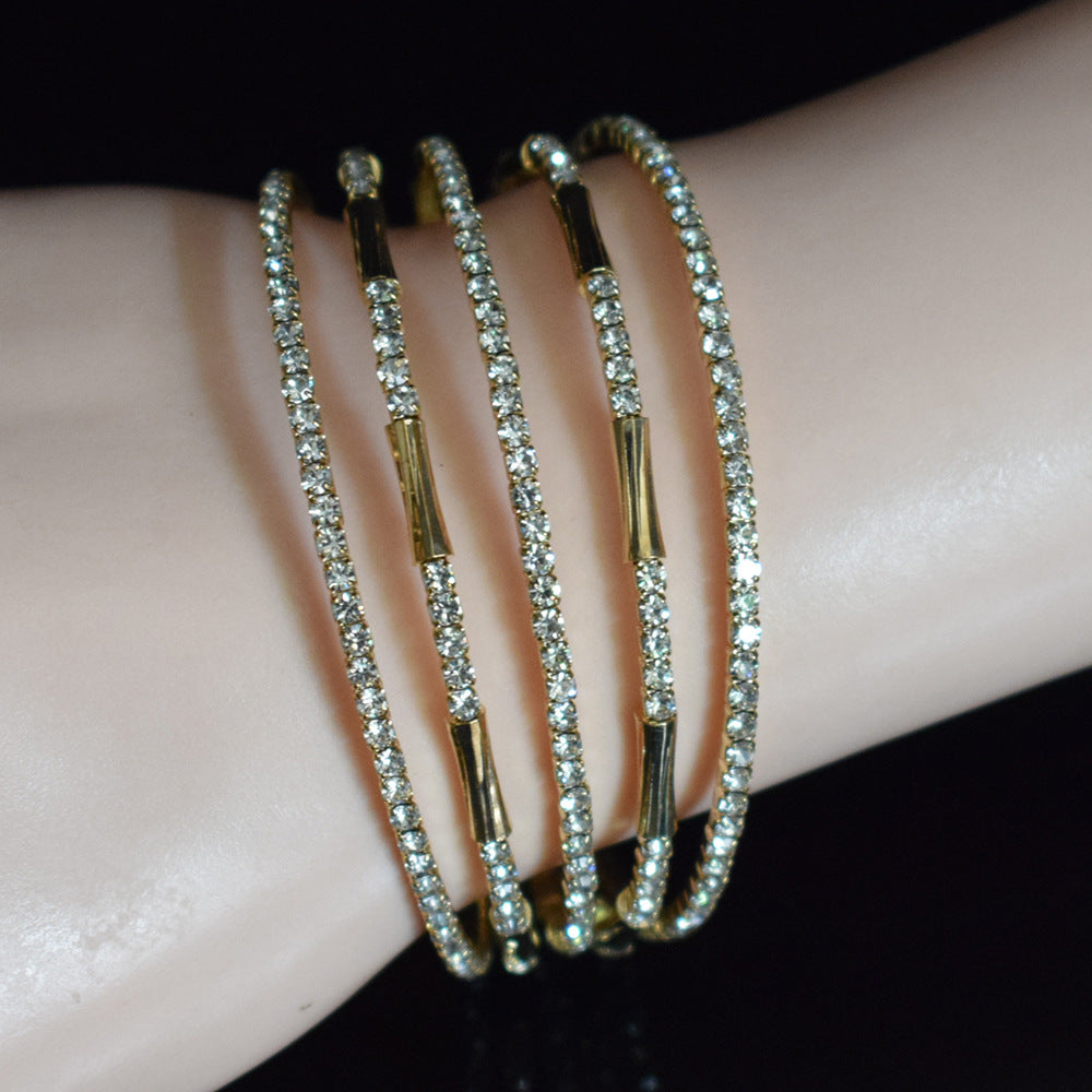 Just lil things Golden Prism Multi-Layer Diamond Bracelets – Luxe Sparkle Cuff JLTLB0456