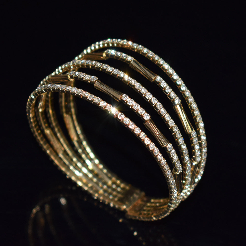 Just lil things Golden Prism Multi-Layer Diamond Bracelets – Luxe Sparkle Cuff JLTLB0456