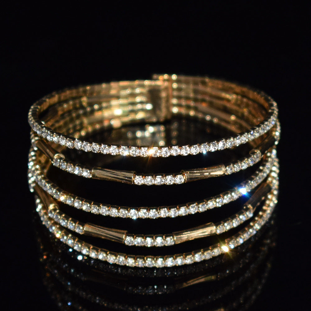 Just lil things Golden Prism Multi-Layer Diamond Bracelets – Luxe Sparkle Cuff JLTLB0456