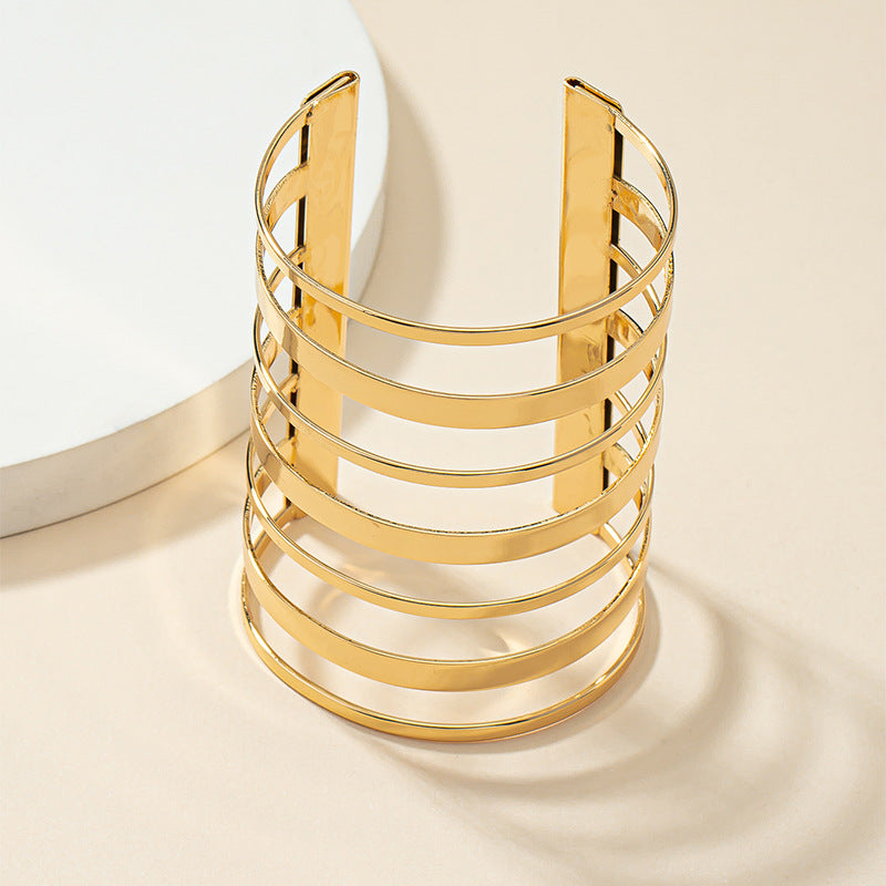 Just lil things Golden Multi-Bar Open Cuff Bracelet – Modern Statement Bracelets JLTB0479