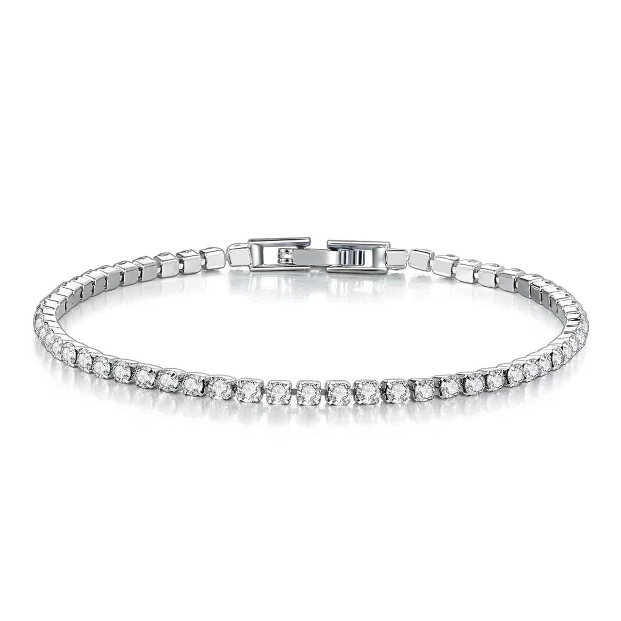 Just Lil Things Artificial Elegant Silver Tennis Bracelet with Sparkling CZ Stones jltb0493