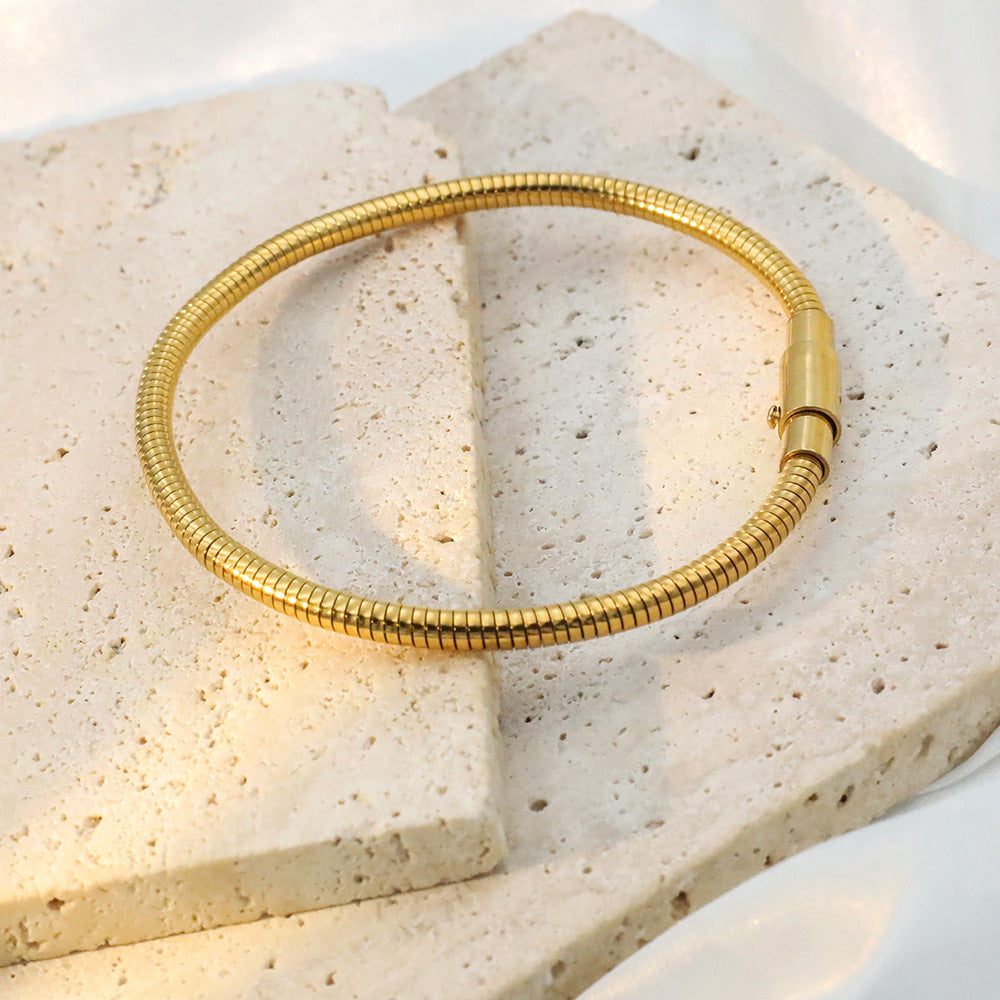 Just Lil Things Artificial Minimal Matte Gold Snake Chain Design – Bracelet jltb0500