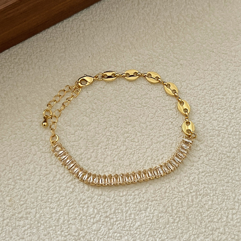 Just Lil Things Artificial Elegant Gold Crystal Link Bracelet jltb0513
