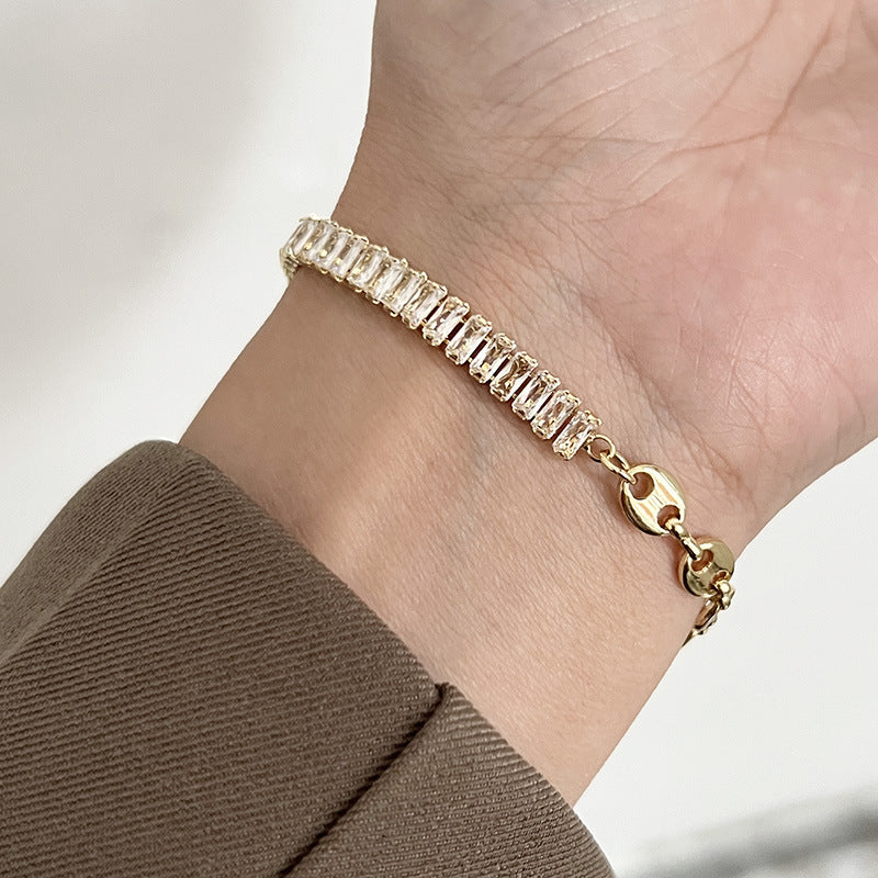 Just Lil Things Artificial Elegant Gold Crystal Link Bracelet jltb0513