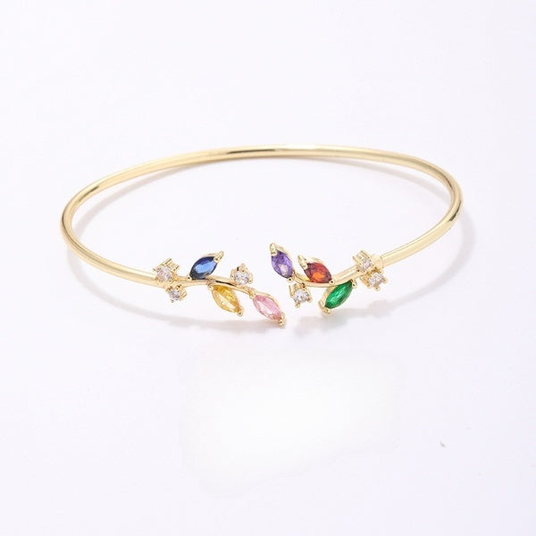 Just Lil Things Artificial Stylish with Multi-Color Leaf Crystal Stones Bracelet - jltb0517