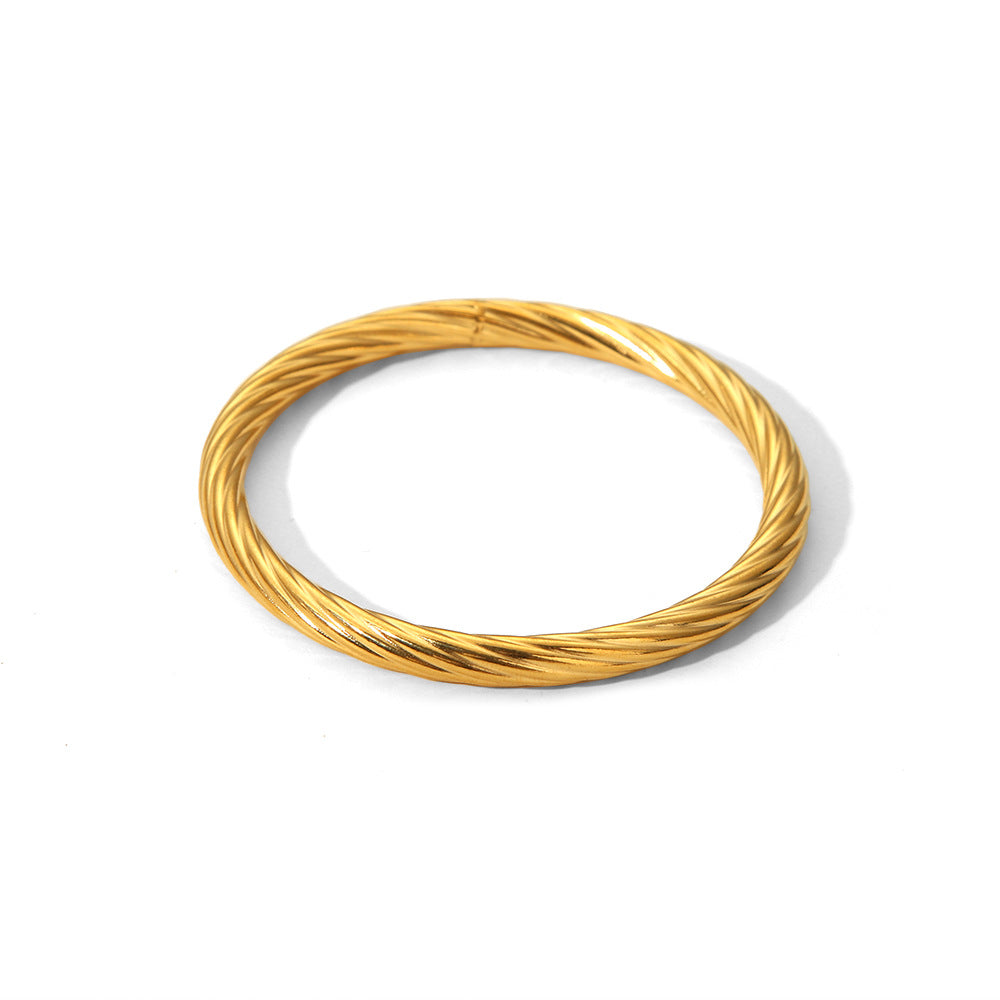 Just Lil Things Artificial Minimalist Twisted Gold Bangle Bracelet jltb0521