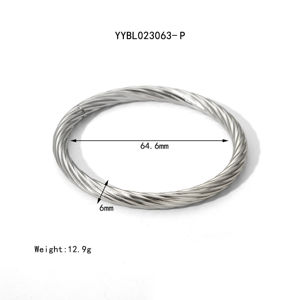 Just Lil Things Arificial Twisted Silver Bangle Bracelet jltb0522