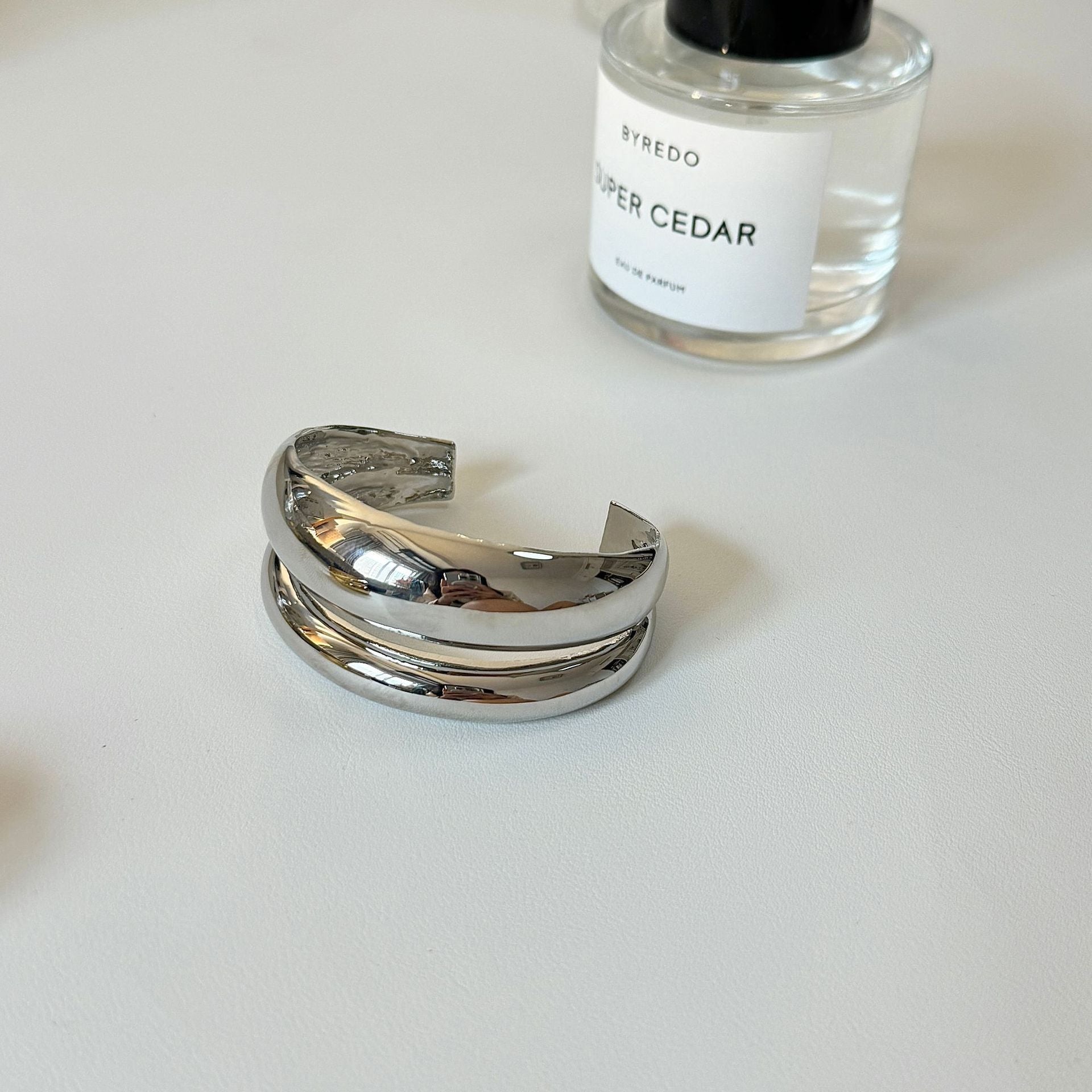 Just Lil Things Artificial Silver Polished Dome Cuff Bracelet – Minimalist Silver Statement Piece Bracelet jltb0526