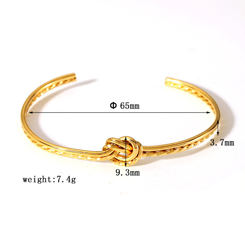Just Lil Things Golden Knot Textured Open Cuff Bracelet jltb0527