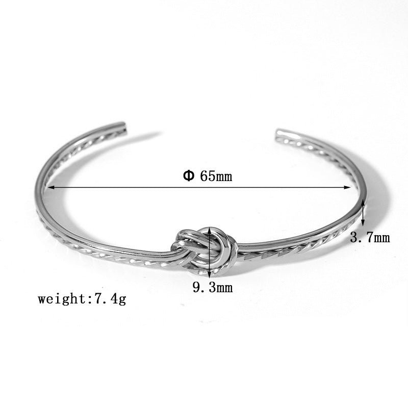 Just Lil Things Artificial Silver Knot Cuff Bracelet – Minimalist Love Knot Design Bracelet jltb0528