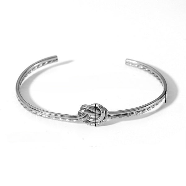 Just Lil Things Artificial Silver Knot Cuff Bracelet – Minimalist Love Knot Design Bracelet jltb0528