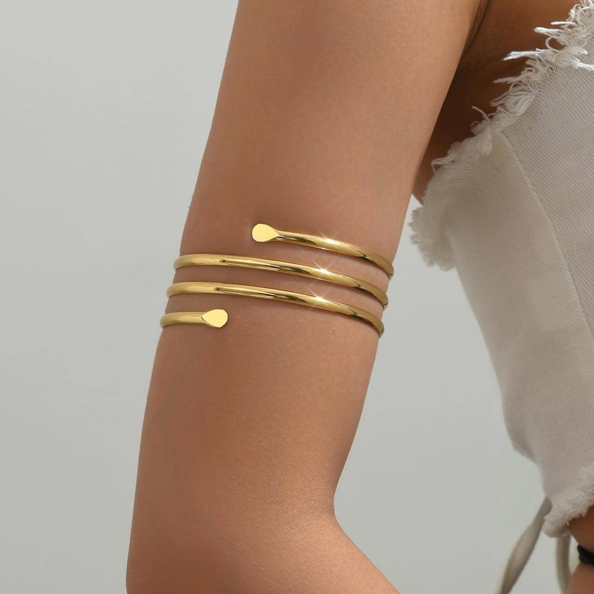 Just Lil Things Artificial Golden Double Hoop Cuff Bracelet jltb0529