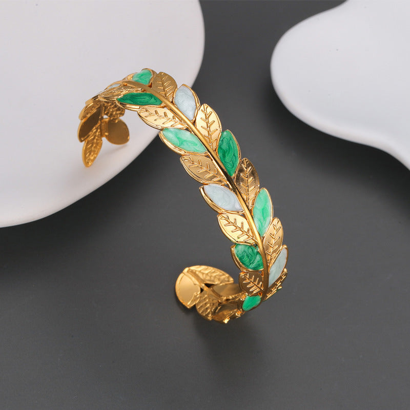 Enamel Open Leaf Multicolor Bracelet JLTB0553