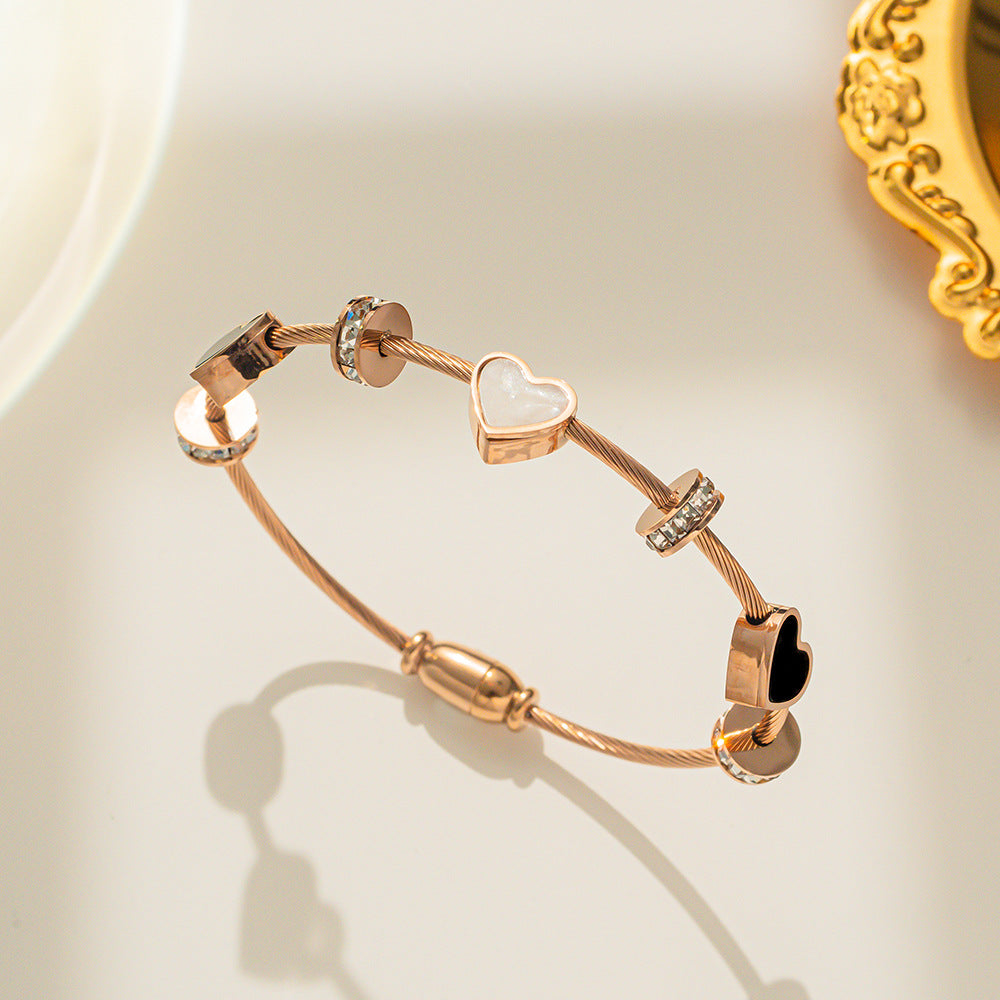Heart Shaped Openable Rose Gold Bracelet JLTB0567