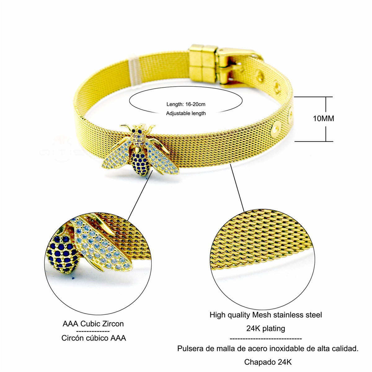 Elegant Golden Buckle Bracelet Honey Bee Styled Bracelet JLTB0590