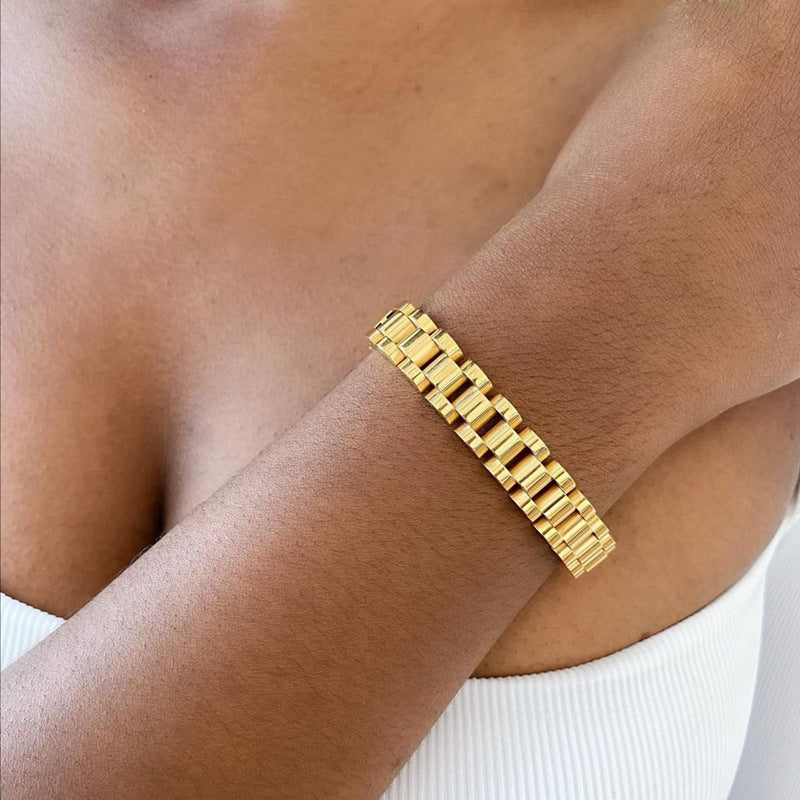 Golden Strap Link Watch Band Bracelet JLTB0593