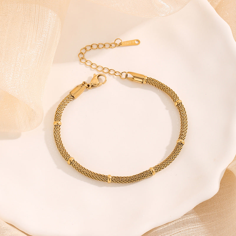 Sophisticated Gold Woven Bracelet with Adjustable Clasp Bracelet JLTB0597