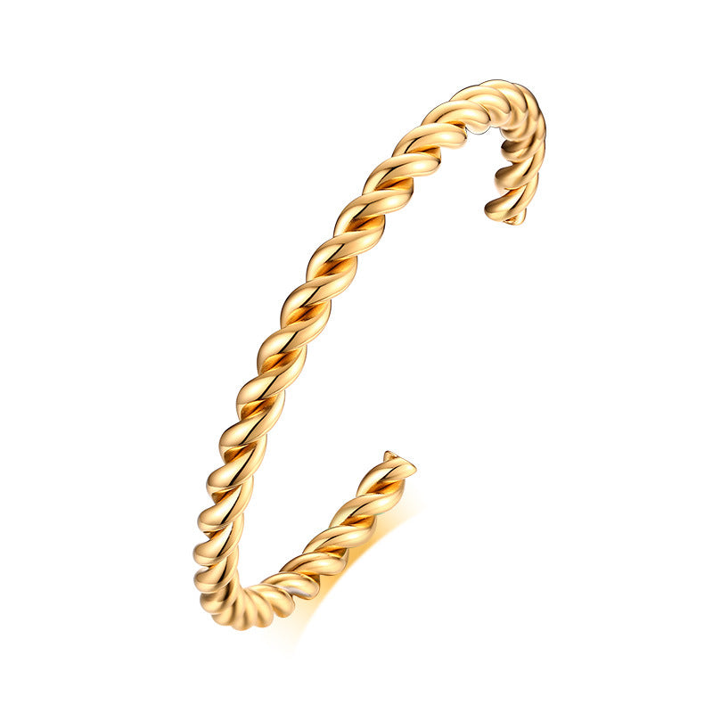 Double Twisted Rope Styled Gold Bracelet JLTB0606