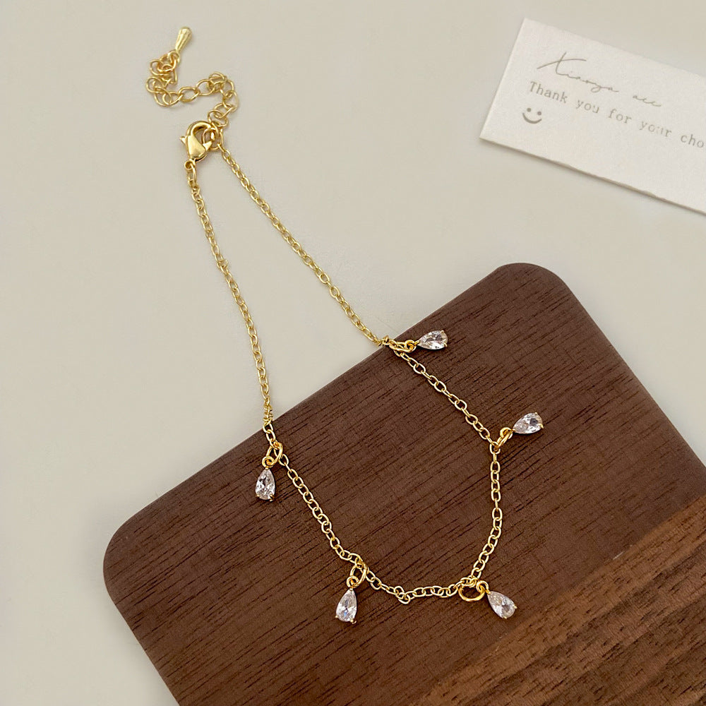 Tear Drop Stone Adjustable Sleek Chain Bracelet JLTB0612