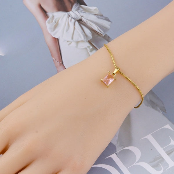 Morganite Stone Wheat Chain Gold Bracelet JLTB0619