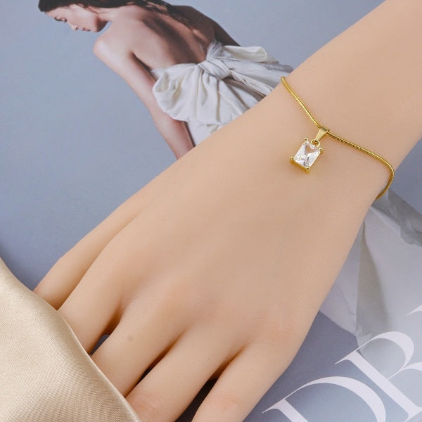 White Stone Wheat Chain Gold Bracelet JLTB0620