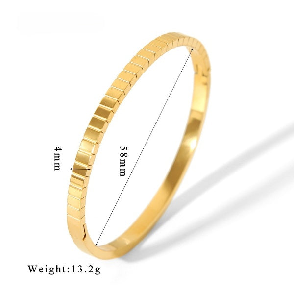 Contemporary Rose-Gold Stripe Bangle Bracelet JLTB0629