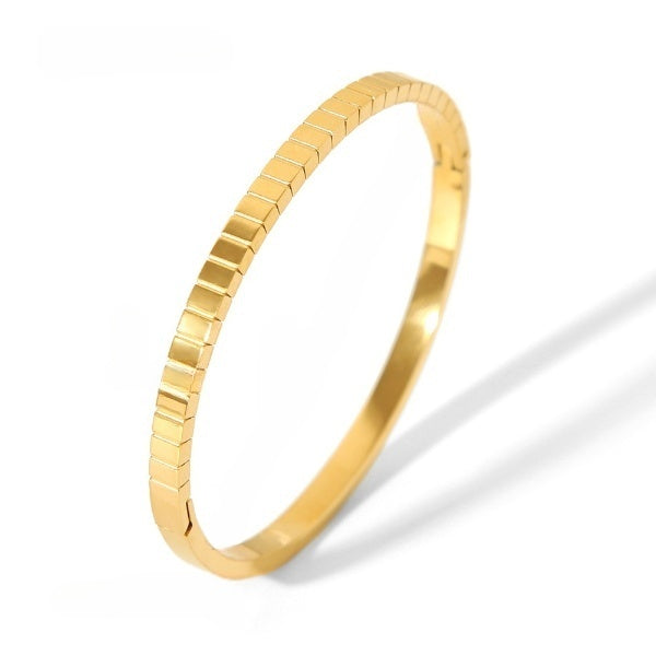 Contemporary Rose-Gold Stripe Bangle Bracelet JLTB0629