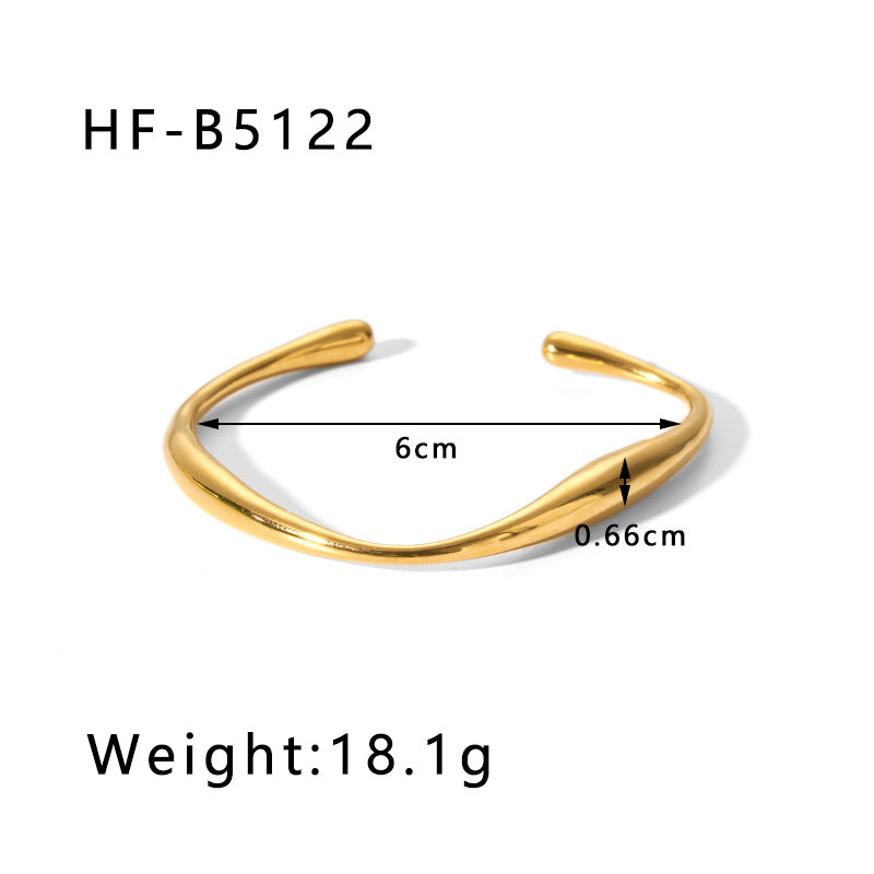 C Shaped Irregular Swelling Gold Bracelet JLTB0634