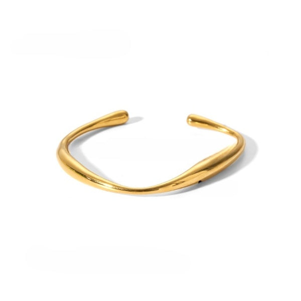 C Shaped Irregular Swelling Gold Bracelet JLTB0634