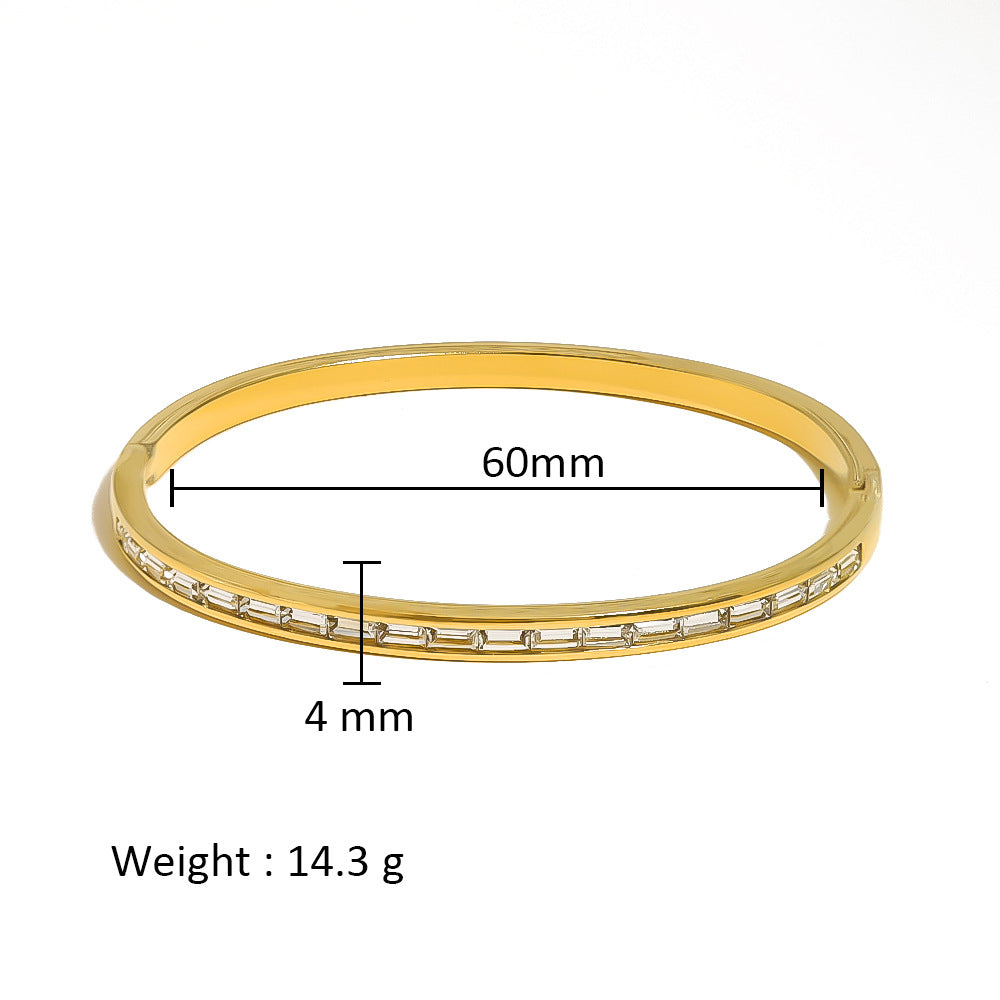 Openable Thin White Zircon Plated Gold Bracelet JLTB0635