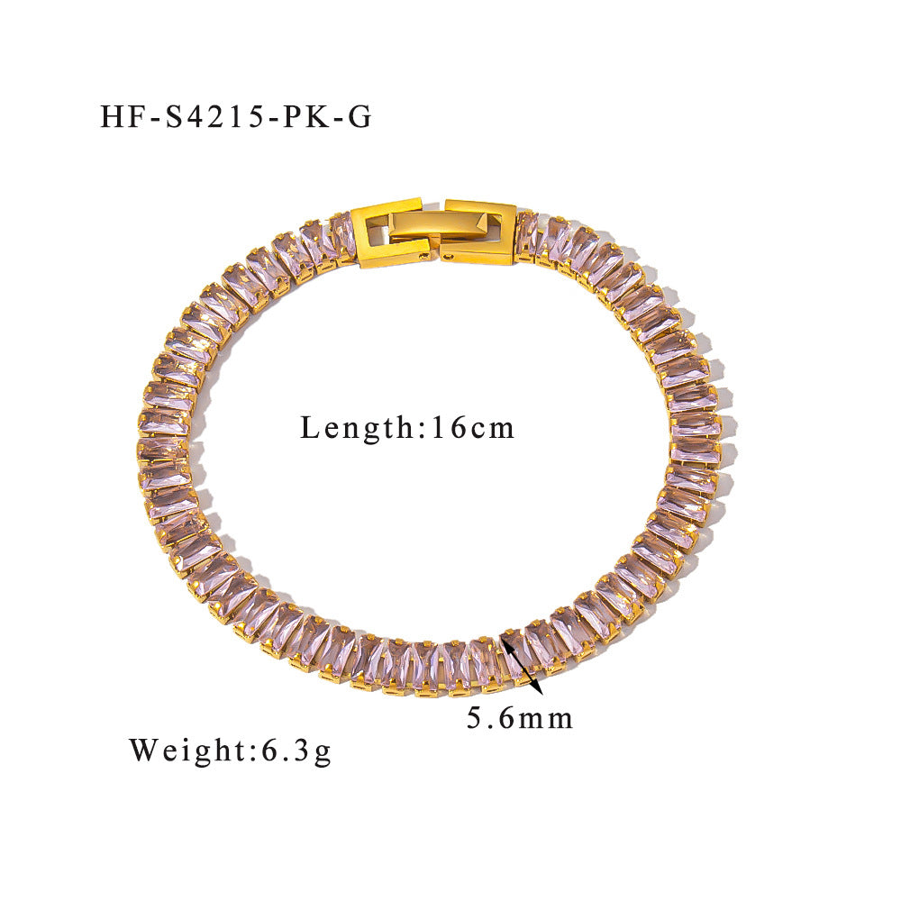 Purple Stone Bezel Styled Golden Clasp Bracelet JLTB0639