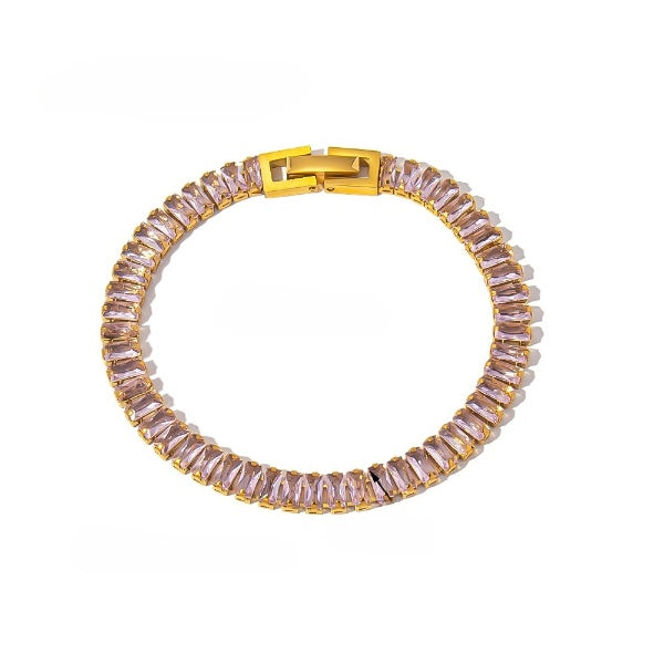 Purple Stone Bezel Styled Golden Clasp Bracelet JLTB0639