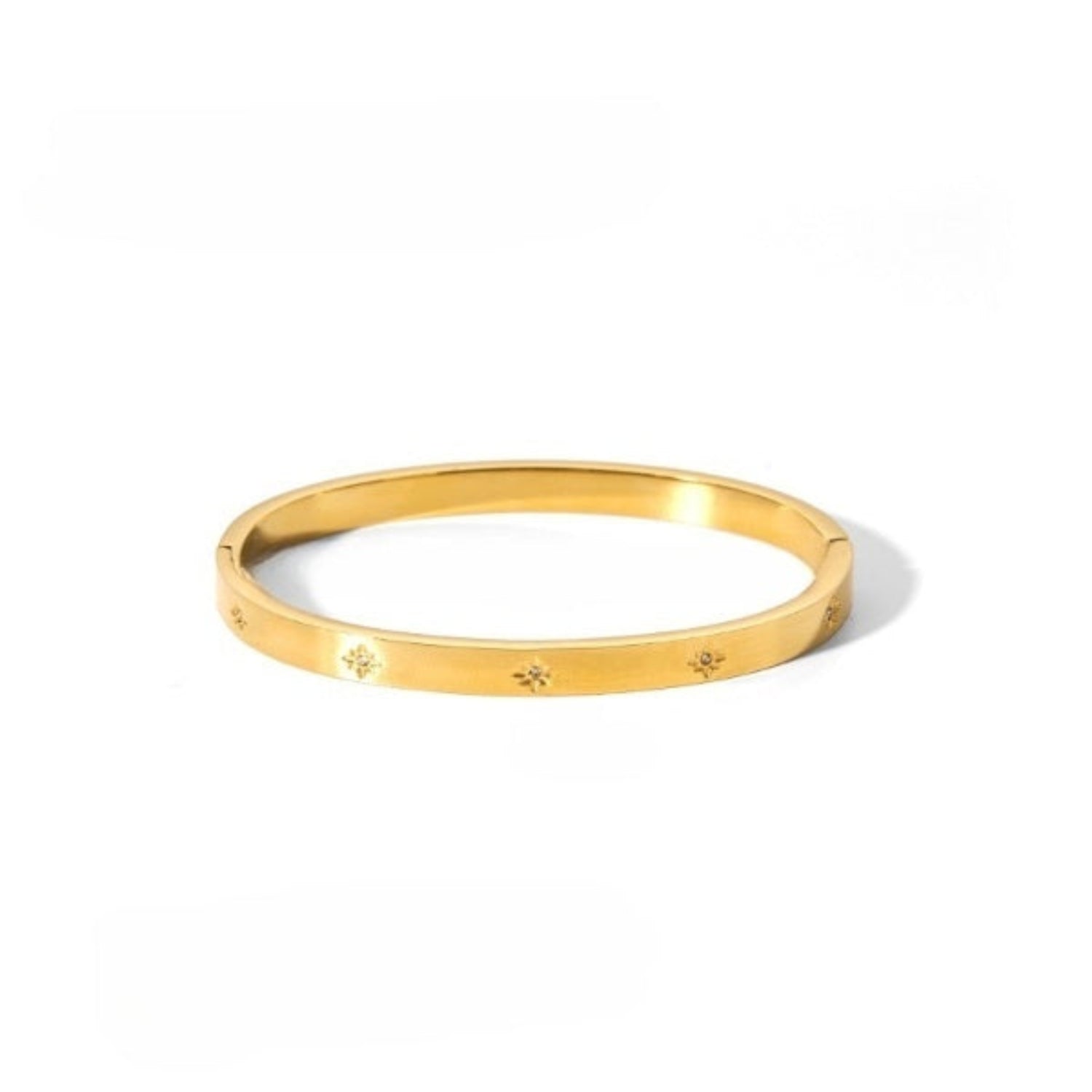 Trendy Twinkling Star Engraved Cuff Gold-Tone Bracelet JLTB0646
