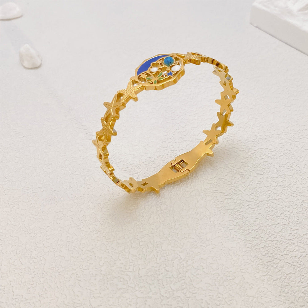Circular Star Aligned Gold Bracelet JLTB0647