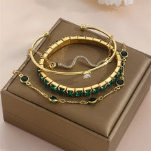 Luxe Green Gemstone & Crystal Bracelet Collection Hand Jewelry JLTB0717
