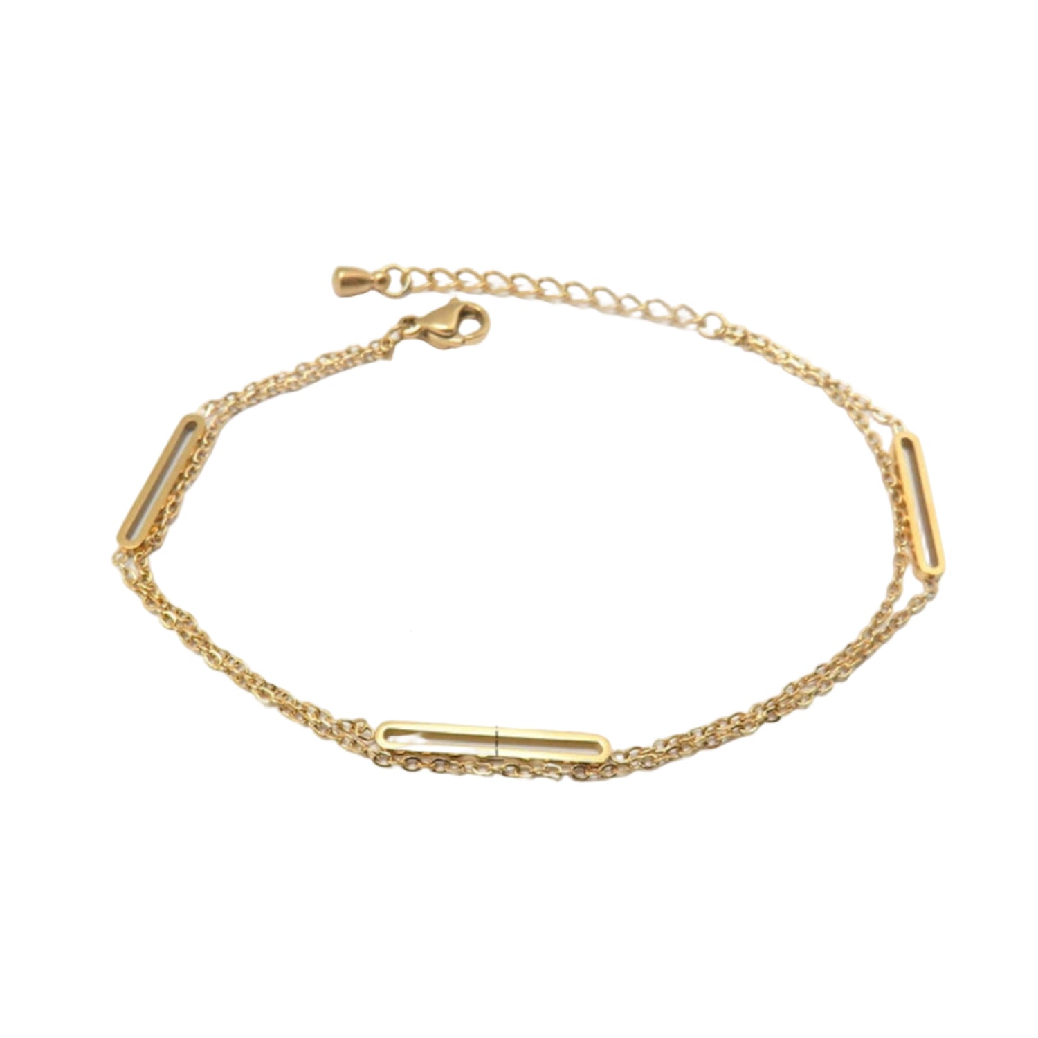 Delicate bar charm with Dual Layer Chain Bracelet JLTB0740