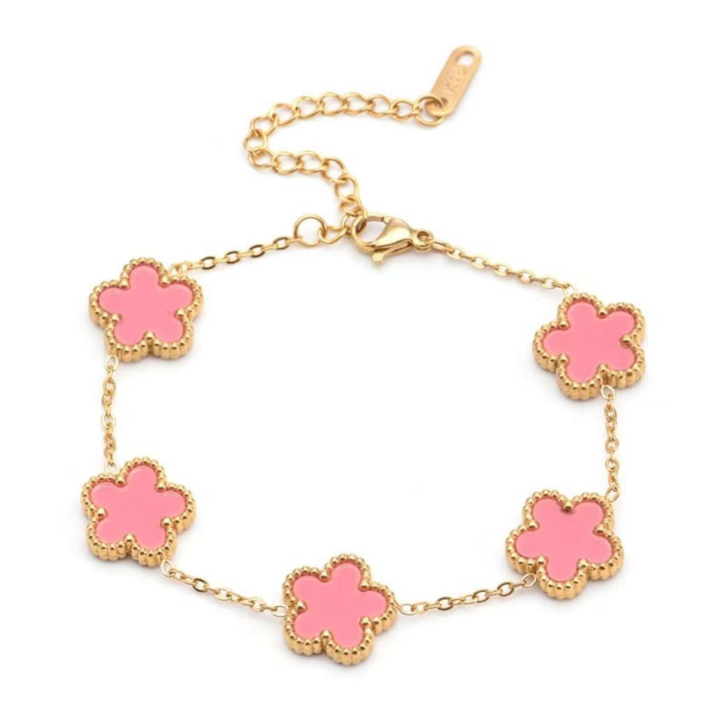 five-leaf pink flower bracelet JLTB0772