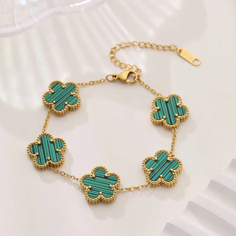 five-leaf green flower bracelet JLTB0773
