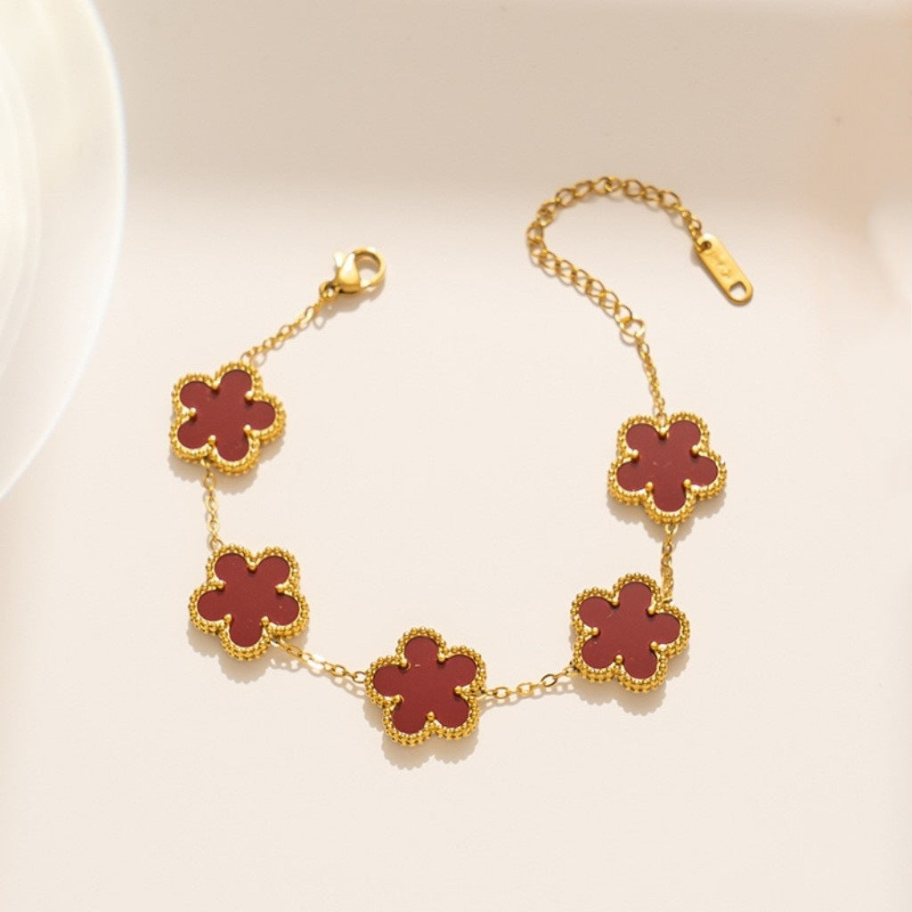 five-leaf red flower bracelet JLTB0774