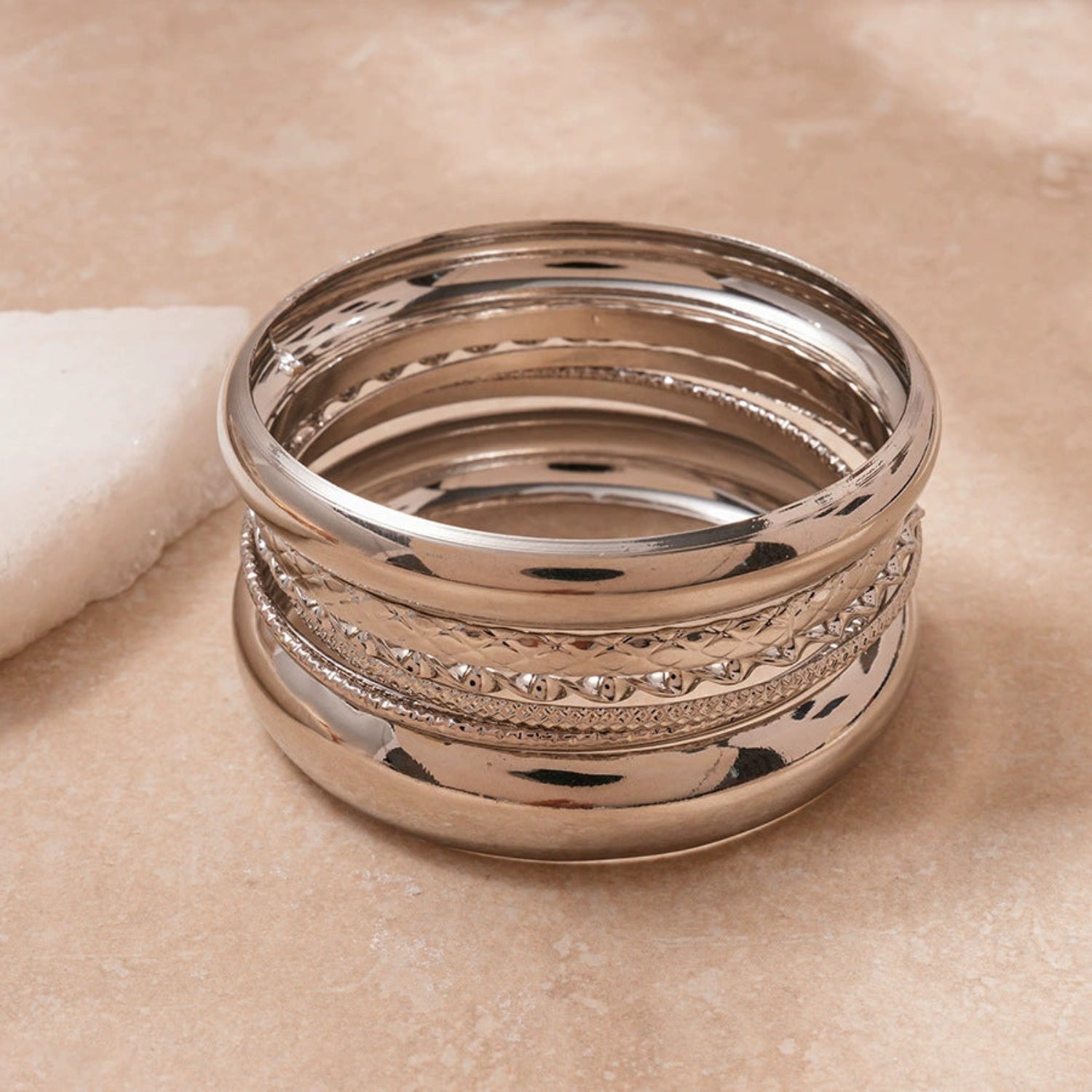 Gilded Glamour Bracelet Collection Glossy Bangle Stack Set jltb0991