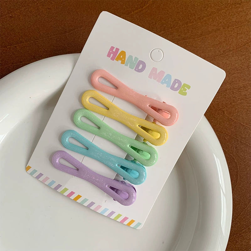 Summer candy-colored duckbill clip colorful dopamine girl hairpin makeup face wash side clip metal oil drop duck clip jltc0066
