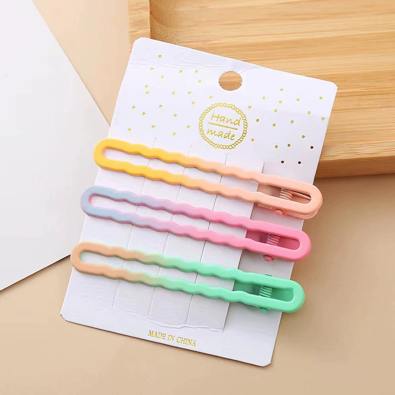 Dopamine Korean version of simple seamless side clip milk coffee color hair clip female side bangs one word clip headdress jltc0067