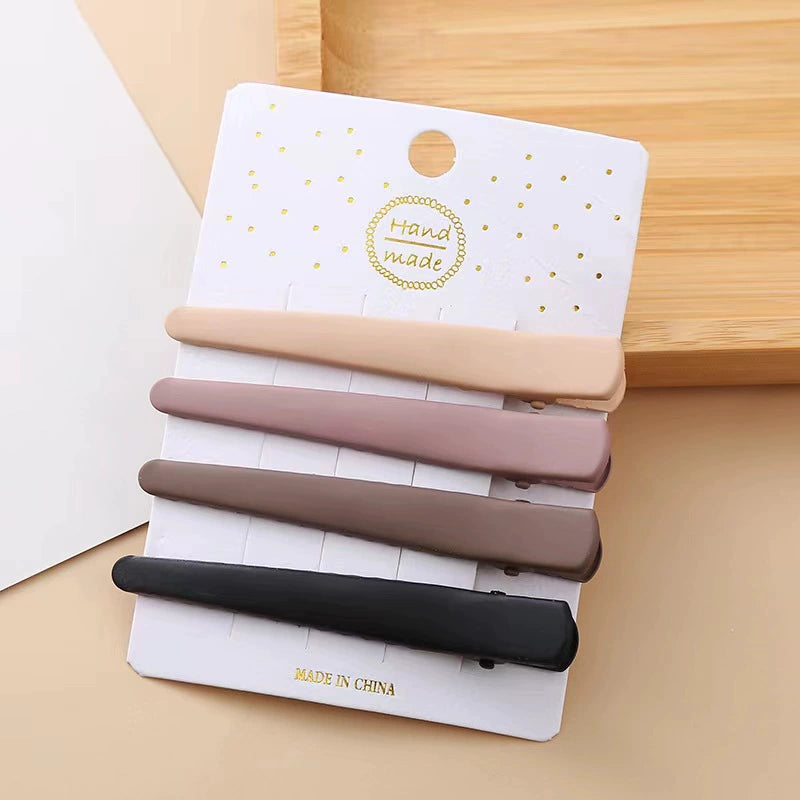 Dopamine Korean version of simple seamless side clip milk coffee color hair clip female side bangs one word clip headdress jltc0072