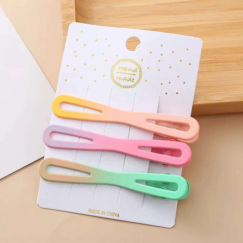 Dopamine Korean version of simple seamless side clip milk coffee color hair clip female side bangs one word clip headdress jltc0073