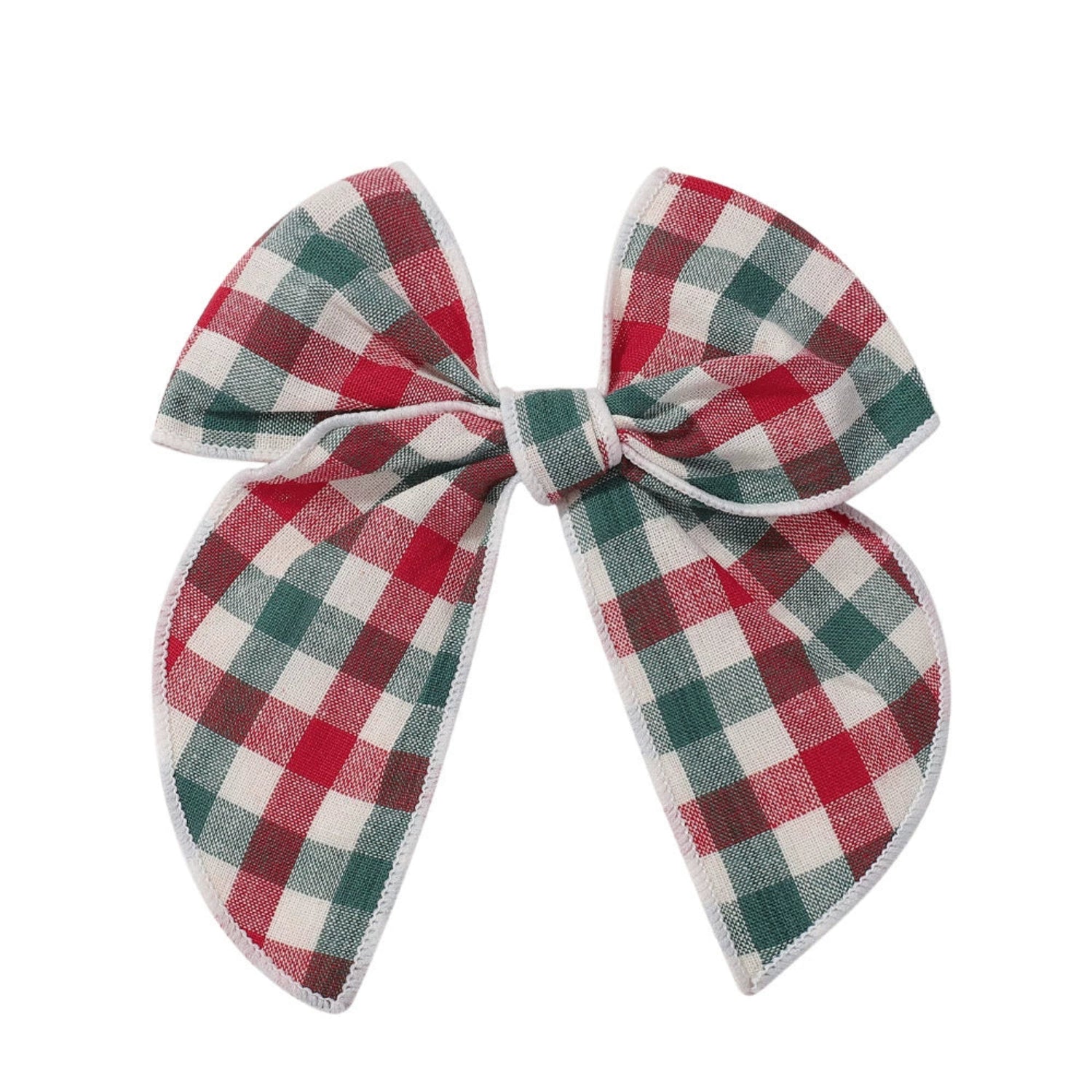 Just Lil Things Red & Green Check Bow Hair Clip – Festive Gingham Style Accessory jltc0102