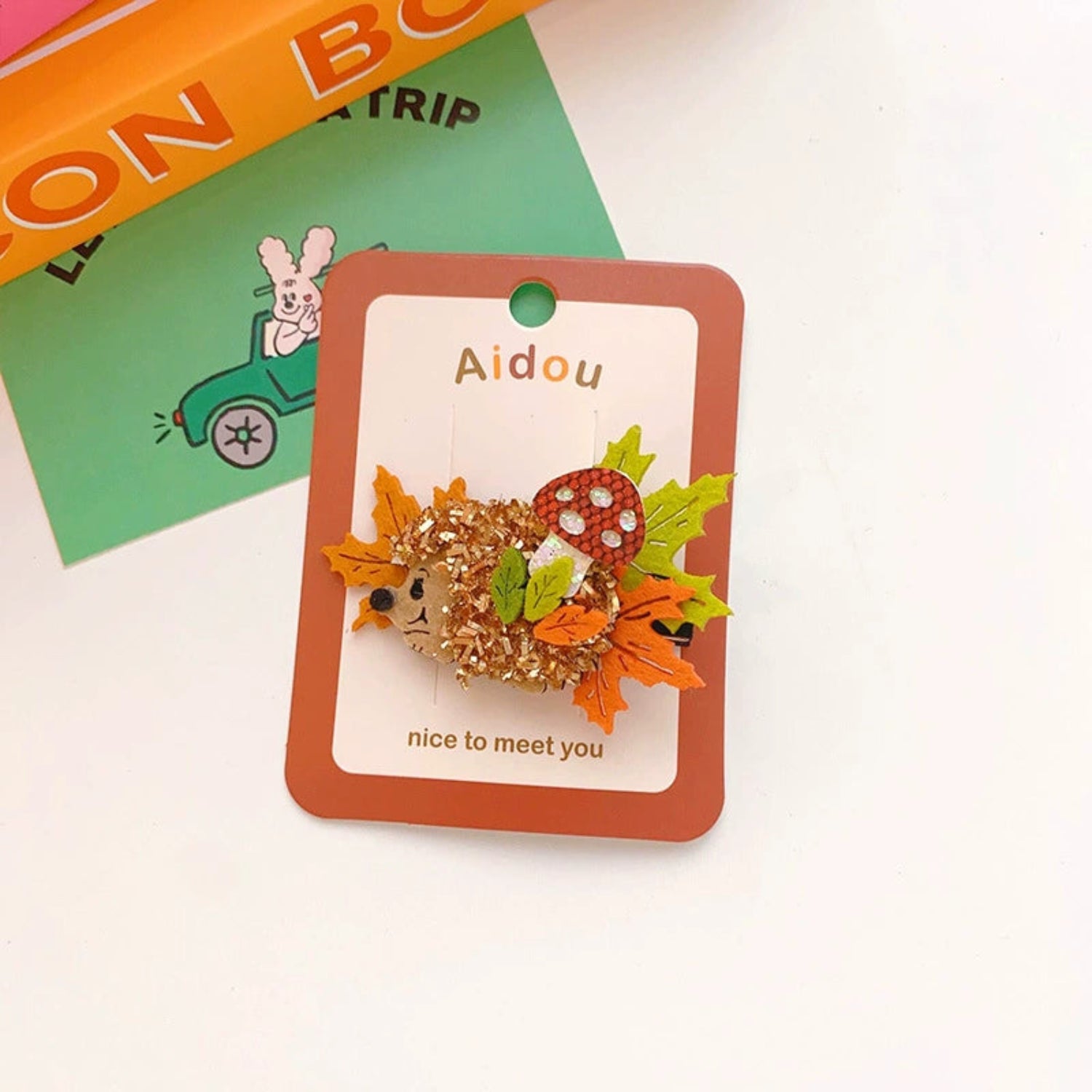 Just Lil Things Autumn Hedgehog Hair Clip jltc0125