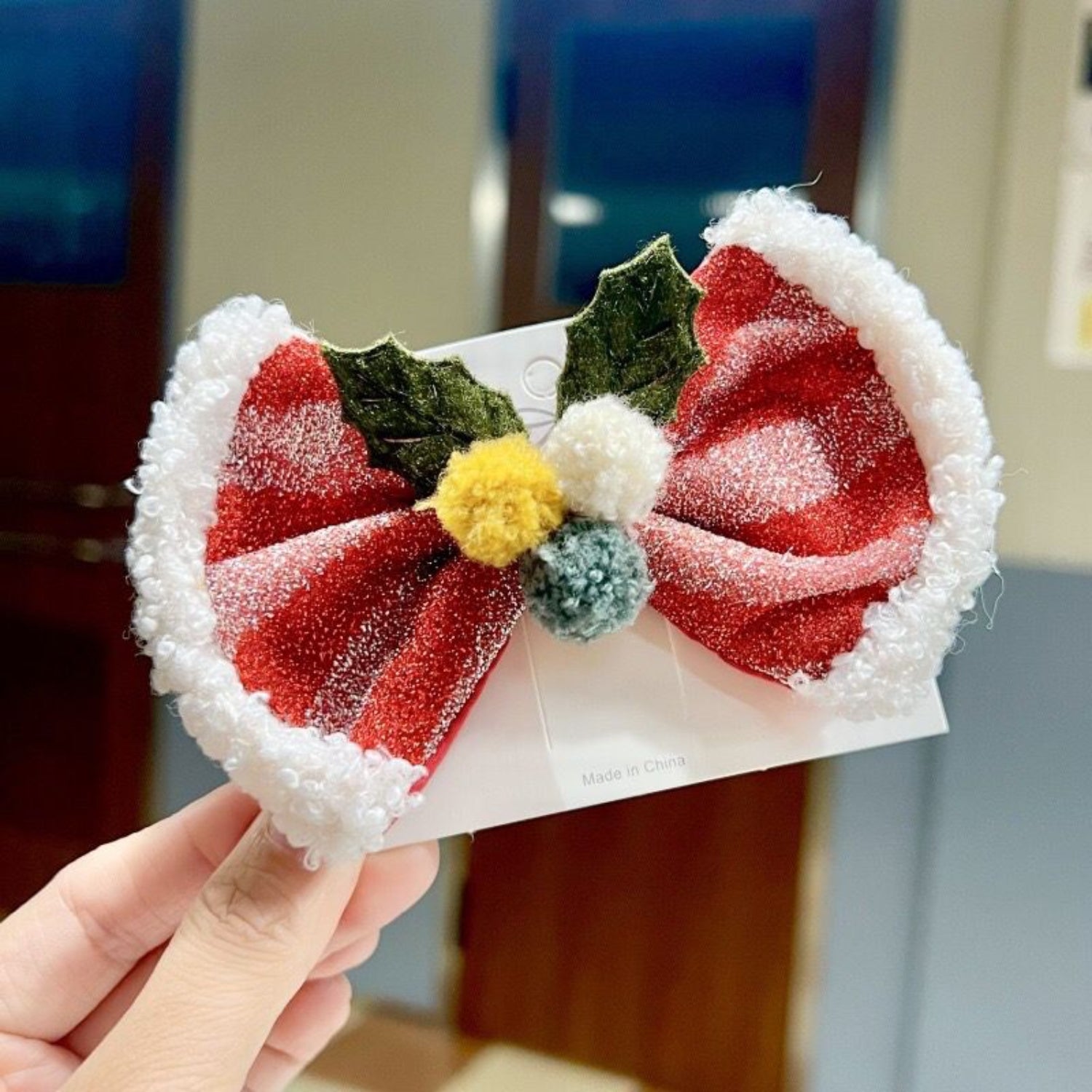 Just Lil Things Christmas Holly Bow Hair Clip jltc0127